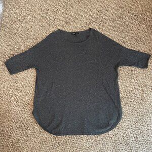 Size Large Ming gray with silver sparkled thread pull-on short sleeved sweater